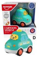 Fun Light & Sound Friction Cartoon Car Single Pack -D Style (Taxi