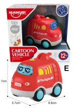 Fun Light & Sound Friction Cartoon Car Single Pack -E Style (Fire Truck Car