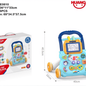 Elephant Musical Push Baby Walker (Blue