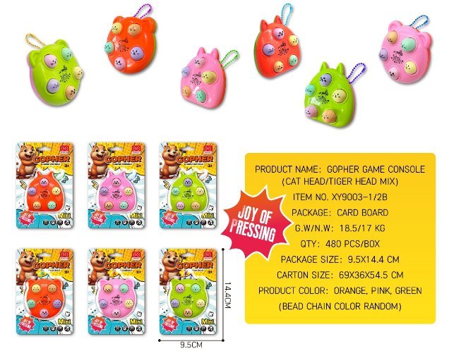 Educational Decompression Pop Toy Handheld Whack-a-mole Handheld Game Owl + Tiger (2 Style Mixed