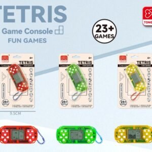 Mini Educational Tetris Handheld Game Square -Shaped Bead Chain Pendant (2xAG13 Batteries, Battery Included