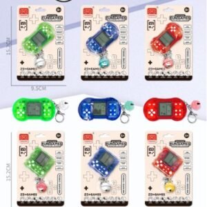 Shaped Mini Educational Tetris Handheld Game Controller + Bat Keychain Bell Pendant 2 Styles Mixed (2xAG13 Batteries, Battery Included