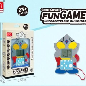 Educational Mini Cartoon Educational Tetris Handheld Game Cute Bear Bead Chain Pendant (2xAG13 Batteries, Battery Included