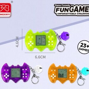 Mini Educational Tetris Handheld Game Controller-shaped Keychain Bell Pendant (2xAG13 Batteries, Battery Included