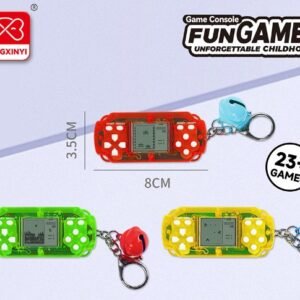 Educational Mini Educational Tetris Handheld Game Square -Shaped Keychain Bell Pendant (2xAG13 Batteries, Battery Included
